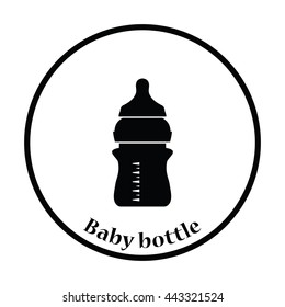 Baby bottle icon. Thin circle design. Vector illustration.