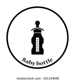 Baby bottle icon. Thin circle design. Vector illustration.
