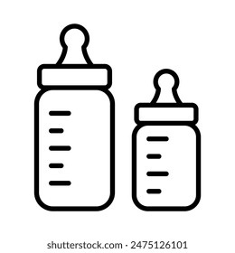 Baby bottle icon in thin line style Vector illustration graphic design
