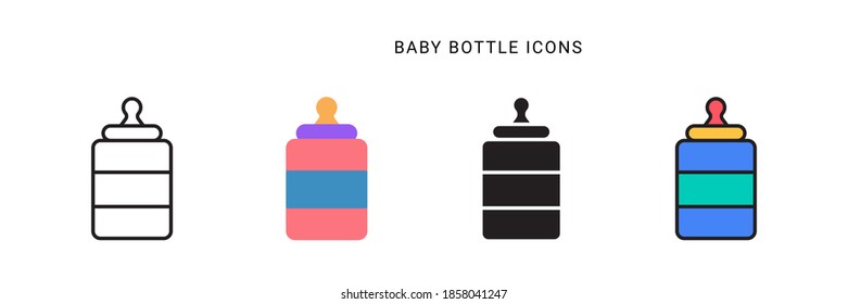baby bottle icon vector with different style design. isolated on white background