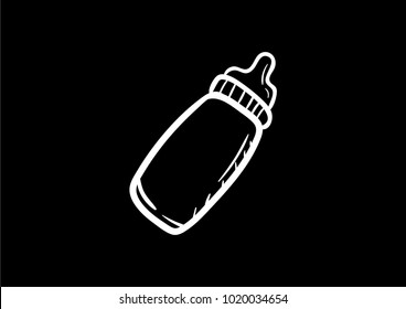 baby bottle icon vector doodle flat black