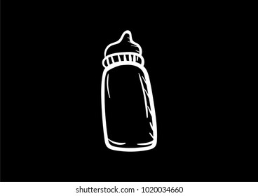baby bottle icon vector doodle flat black