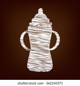 Baby bottle icon. Vector illustration with chalk effect