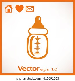 Icono de botella de bebé, ilustración vectorial. Estilo de diseño plano