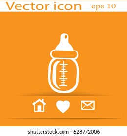 Icono de botella de bebé, ilustración vectorial. Estilo de diseño plano