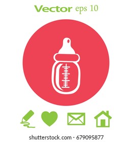 Baby bottle icon, vector illustration. Flat design style