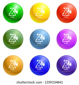 Baby bottle icons vector 9 color set isolated on white background for any web design 
