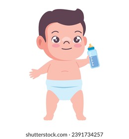 baby with bottle illustration design