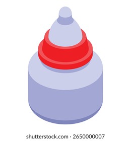 Baby bottle isometric icon representing baby feeding, suitable for baby food or childcare related designs