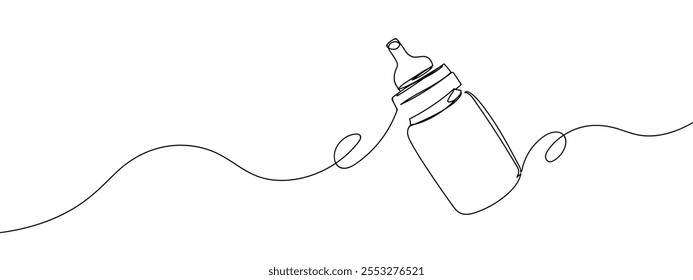 baby bottle line art vector illustration with transparent background.