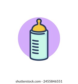 Baby bottle line icon. Child feeding, nutrition, infant formula outline sign. Diary product, organic food, grocery store concept. Vector illustration for web design