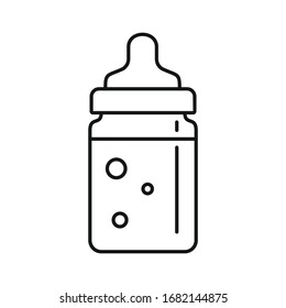 icono de la línea del biberón. Frasco de bebé vectorial en línea aislado en fondo blanco. Elemento para web, juegos y publicidad