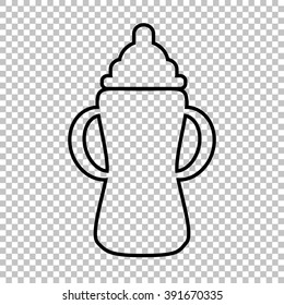 Baby bottle line vector icon on transparent background