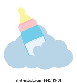 baby bottle milk with cloud