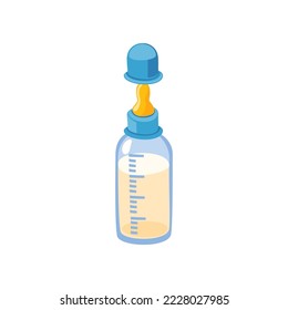 Babyflasche mit Milchflasche, Vektorgrafik. Zubehör oder Ausrüstung für Mütter, Reinigung und Sterilisierung der Muttermilch für Säuglinge. Kinderbetreuung, Mutterschaftskonzept