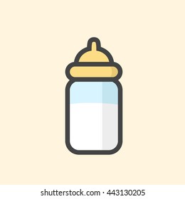 Baby bottle with milk isolated vector icon illustration flat