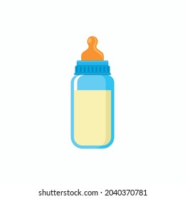 baby bottle with milk on white background. vector illustration