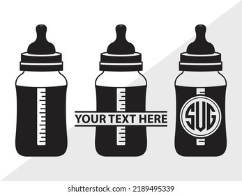Baby Bottle Monogram SVG Printable Vector Illustration svg