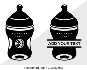 Baby Bottle Monogram SVG Printable Vector Illustration svg
