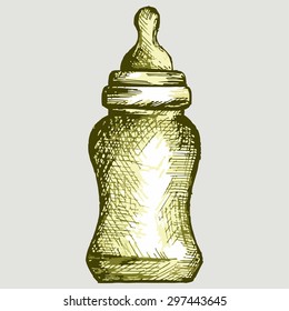 Baby bottle with a nipple. Vector Image