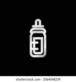 Baby Bottle Outline silver plated metallic icon