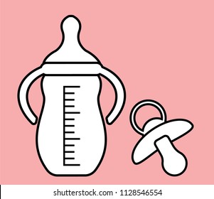 Baby bottle and pacifier ,EPS 10. Vector illustration 