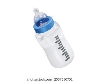 Baby bottle and baby pacifier bottle icon illustration 3d render. Milk bottle icon 3d rendering vector