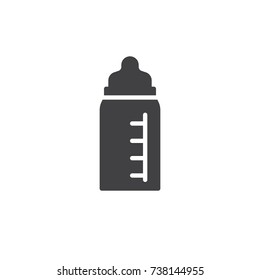Baby bottle with pacifier icon vector, filled flat sign, solid pictogram isolated on white. Symbol, logo illustration.