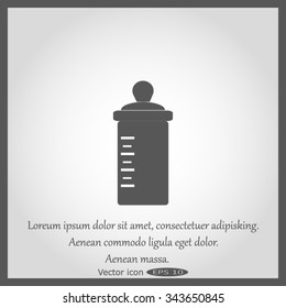 Baby bottle with a scale. Vector symbol.