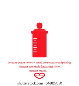 Baby bottle with a scale. Vector symbol