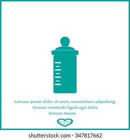 Baby bottle with a scale. Vector symbol