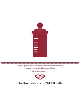 Baby bottle with a scale. Vector symbol
