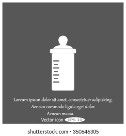 Baby bottle with a scale. Vector symbol