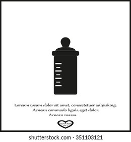 Baby bottle with a scale. Vector symbol