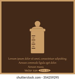 Baby bottle with a scale. Vector symbol
