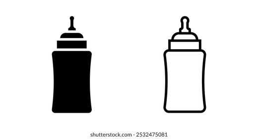 Baby bottle set icon on white background