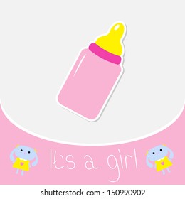 Baby bottle. Shower card. It's a girl