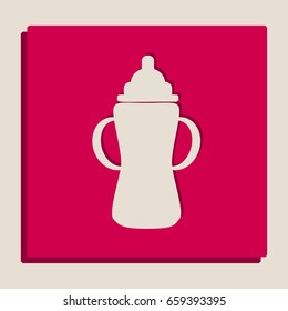 Baby bottle sign. Vector. Grayscale version of Popart-style icon.