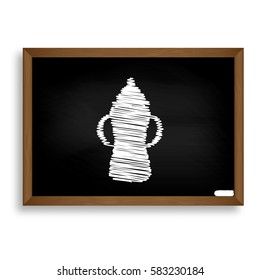 Baby Bottle Sign. White Chalk Icon On Black School Board With Sh