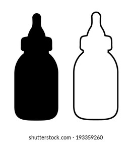 BABY BOTTLE Silhouette And Outline Vector