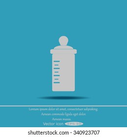 Baby bottle silhouette with a scale. Vector symbol.