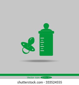 Baby bottle and soft rubber pacifier 