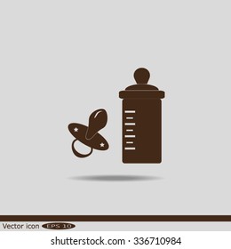 Baby bottle and soft rubber pacifier