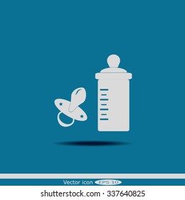 Baby bottle and soft rubber pacifier