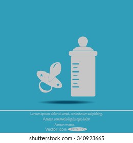 Baby bottle and soft rubber pacifier