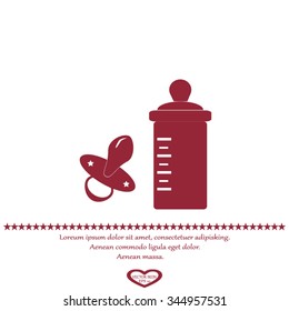 Baby bottle and soft rubber pacifier