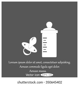 Baby bottle and soft rubber pacifier