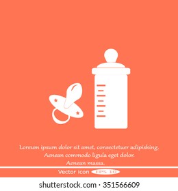 Baby bottle and soft rubber pacifier