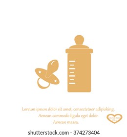 Baby bottle and soft rubber pacifier