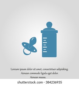 Baby bottle and soft rubber pacifier